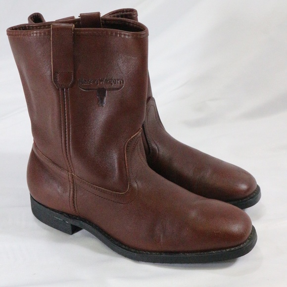 MASON WESTERN Mens Brown Cowboy Boots - Picture 2 of 8